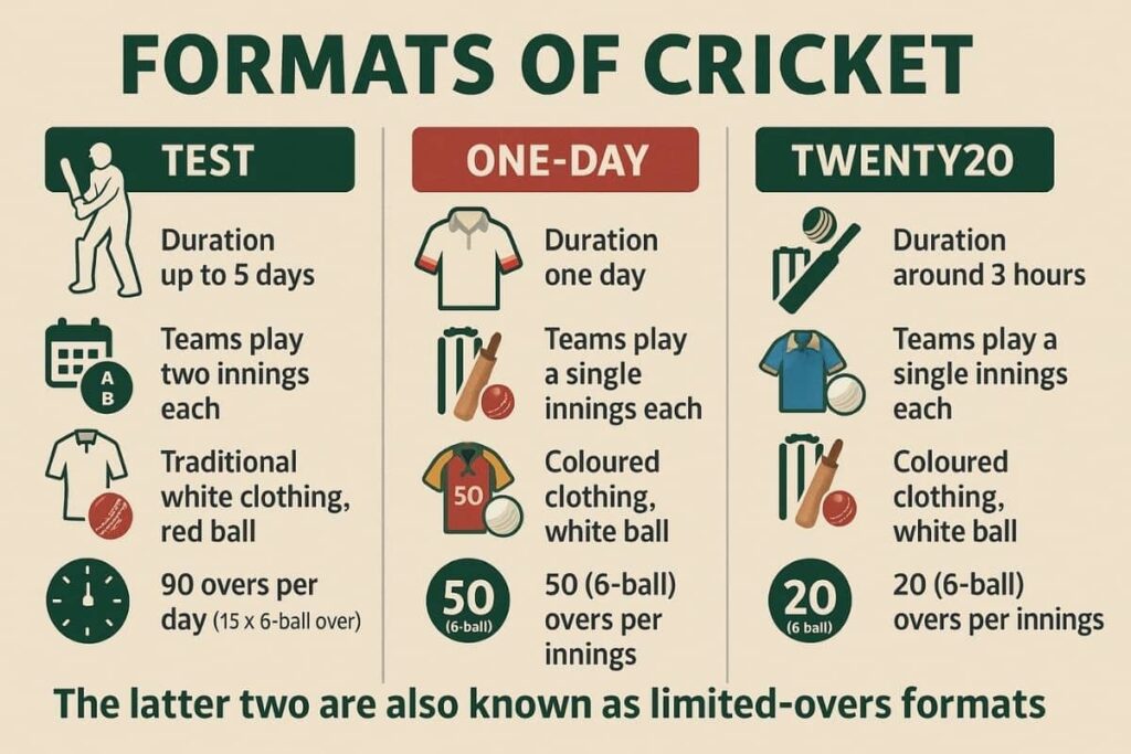 Infographic on formats of cricket.